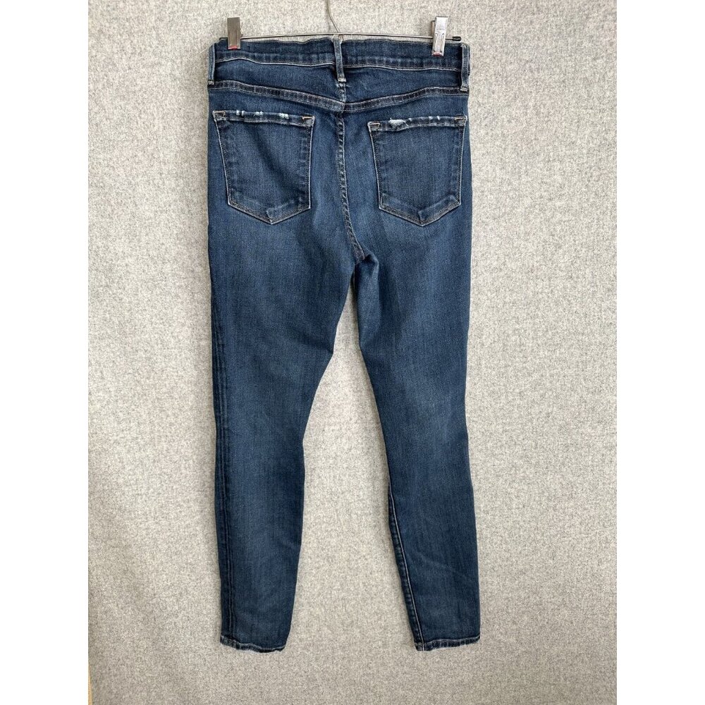 Frame Le Skinny De Jeanne Jeans Blue Medium Wash 29 Wooster Frayed Distressed - Picture 13 of 16